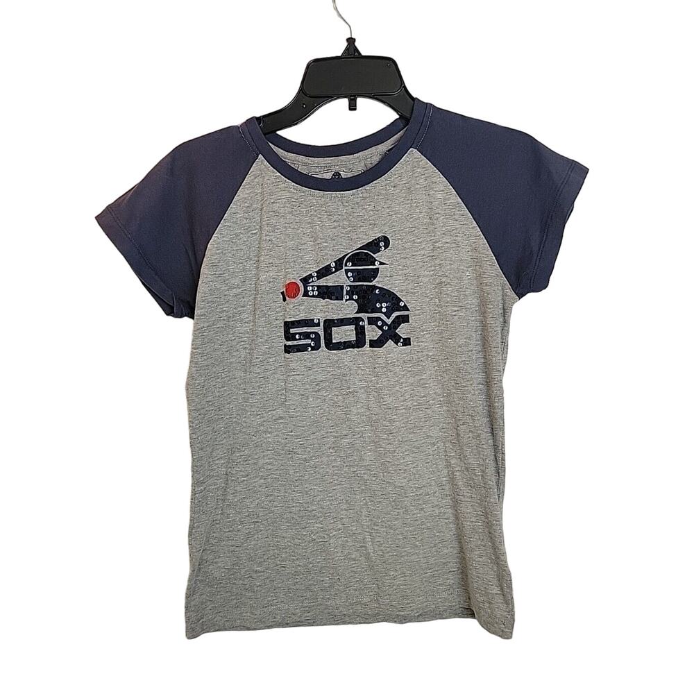 Red Jacket Gray Chicago White Sox MLB Baseball Raglan Sleeve Top Junior's Large